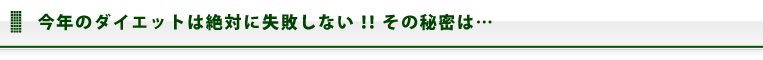 今年のダイエットは絶対に失敗しない！！その秘密は…